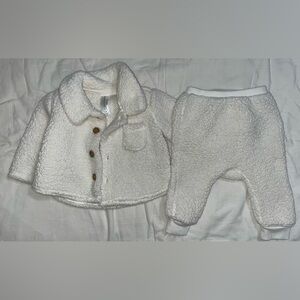 Modern Moments White Kids Sherpa Jacket and Pants Set